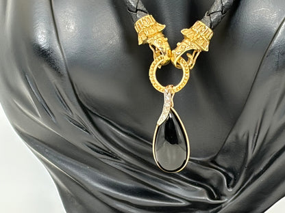 18K Gold-Tipped Onyx & Diamond Vintage Choker: #everyone, #gift, #vintage, #jewelry – Braided Leather Statement Necklace