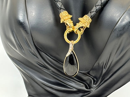 18K Gold-Tipped Onyx & Diamond Vintage Choker: #everyone, #gift, #vintage, #jewelry – Braided Leather Statement Necklace