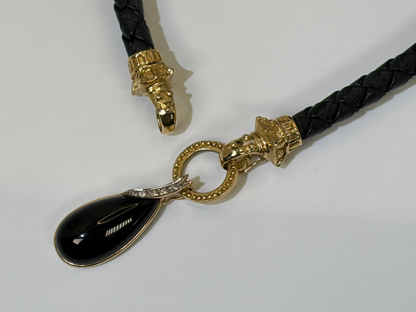 18K Gold-Tipped Onyx & Diamond Vintage Choker: #everyone, #gift, #vintage, #jewelry – Braided Leather Statement Necklace