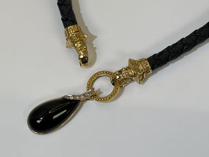 18K Gold-Tipped Onyx & Diamond Vintage Choker: #everyone, #gift, #vintage, #jewelry – Braided Leather Statement Necklace