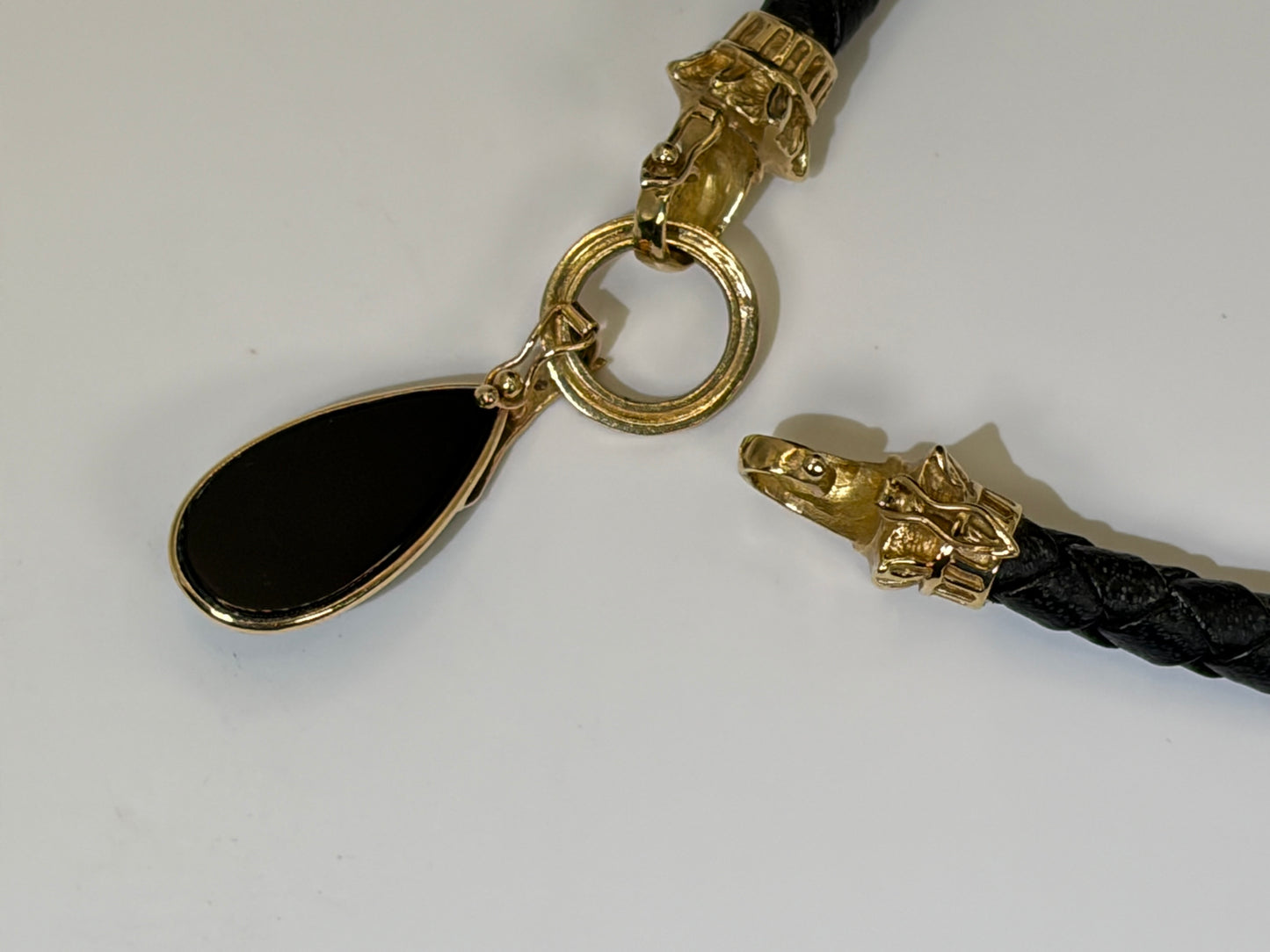 18K Gold-Tipped Onyx & Diamond Vintage Choker: #everyone, #gift, #vintage, #jewelry – Braided Leather Statement Necklace