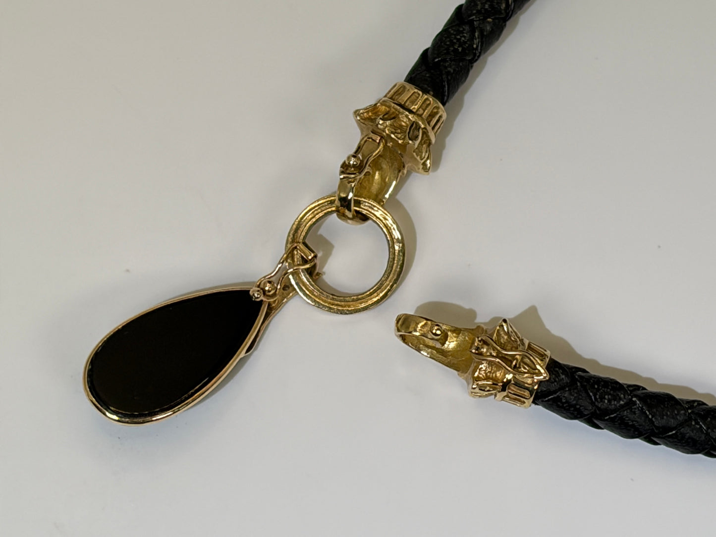 18K Gold-Tipped Onyx & Diamond Vintage Choker: #everyone, #gift, #vintage, #jewelry – Braided Leather Statement Necklace