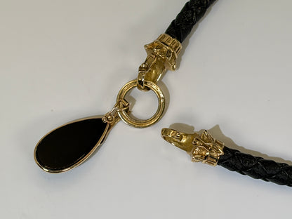 18K Gold-Tipped Onyx & Diamond Vintage Choker: #everyone, #gift, #vintage, #jewelry – Braided Leather Statement Necklace