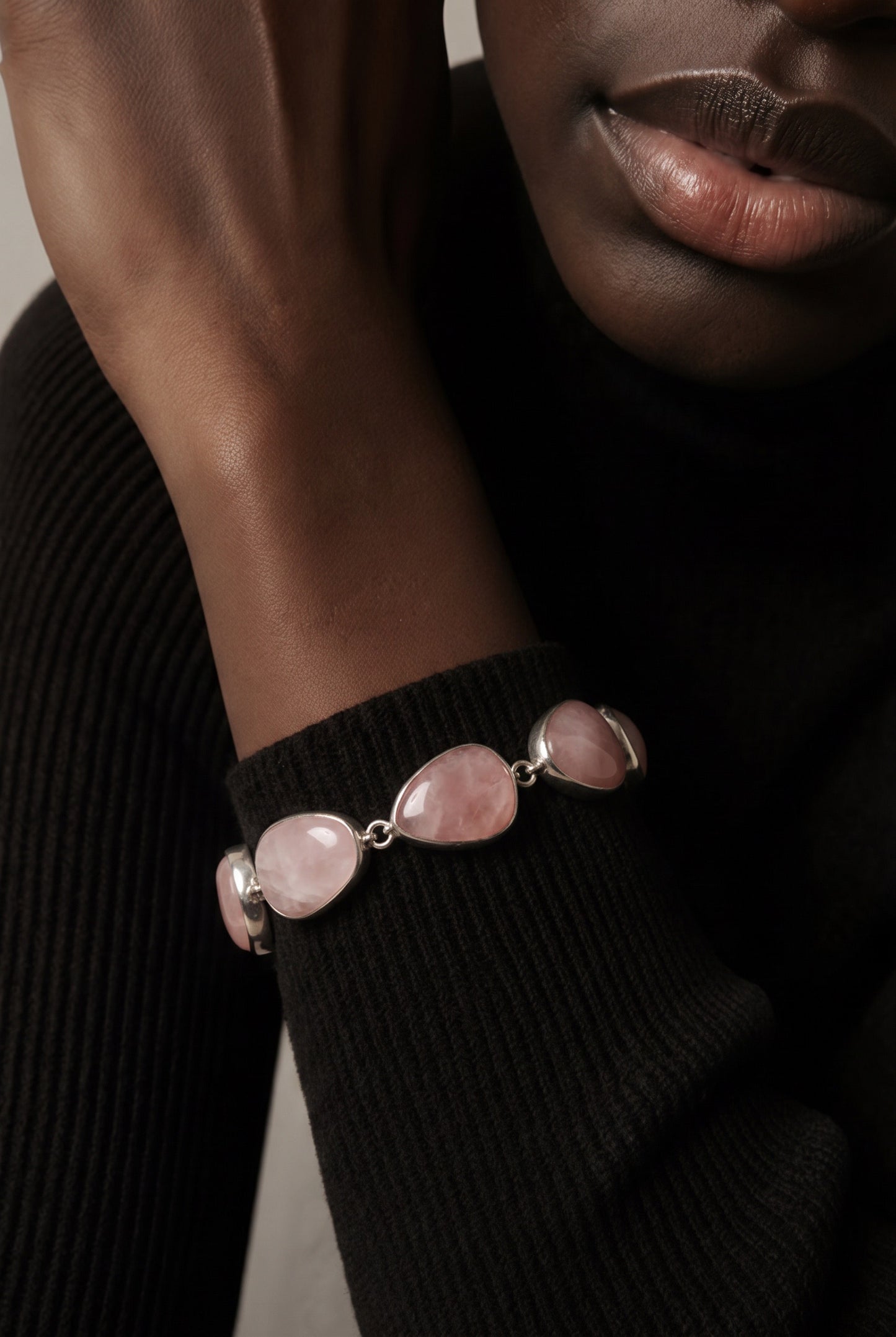 Sterling Silver Vintage Rose Quartz Bracelet: statement piece. #gift, #everyone, #fashion, #jewelry