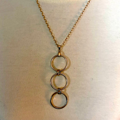 Sterling Silver Triple Interlocking Circle Pendant Necklace | 20-Inch Chain