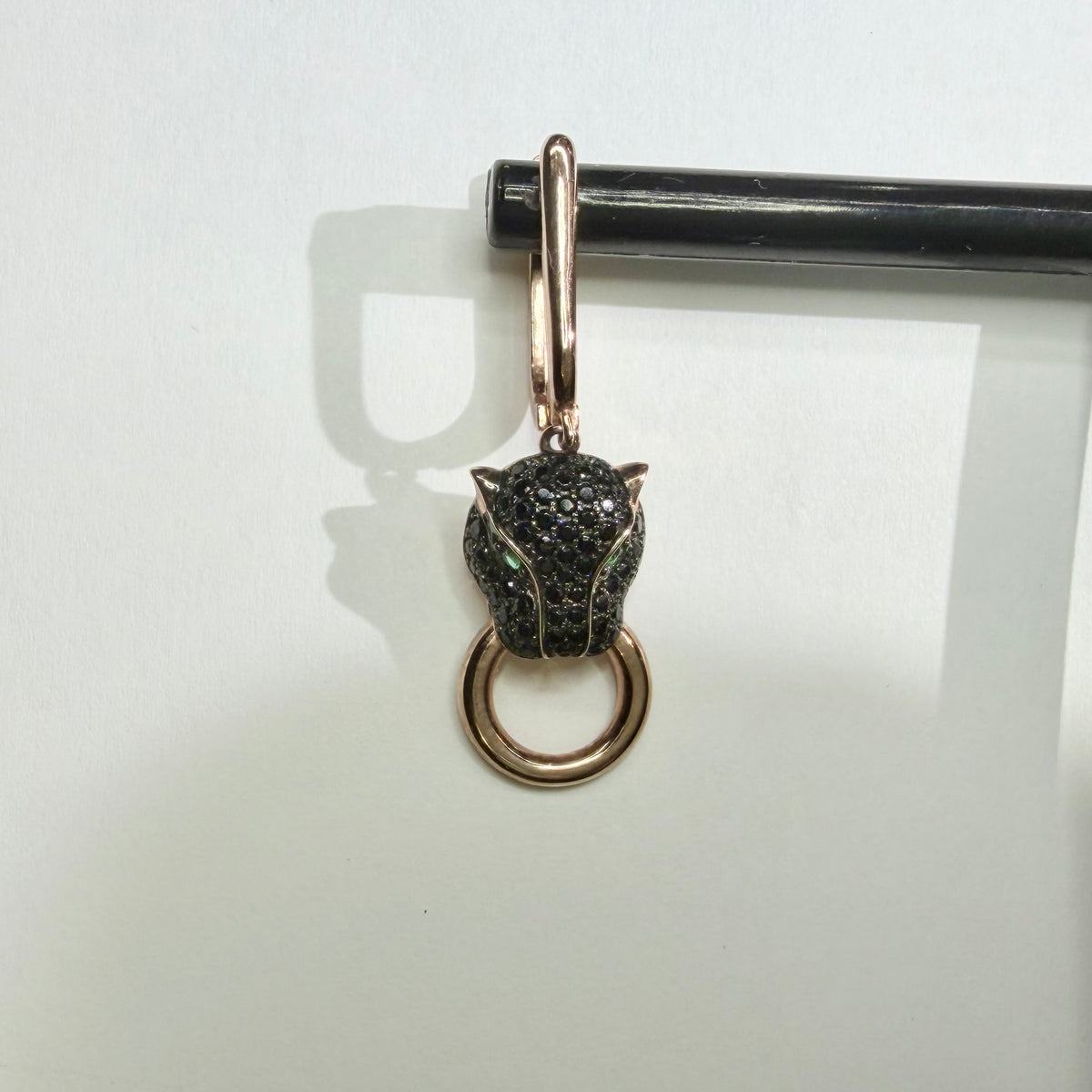 Original photo of black square drop earrings and clear studs