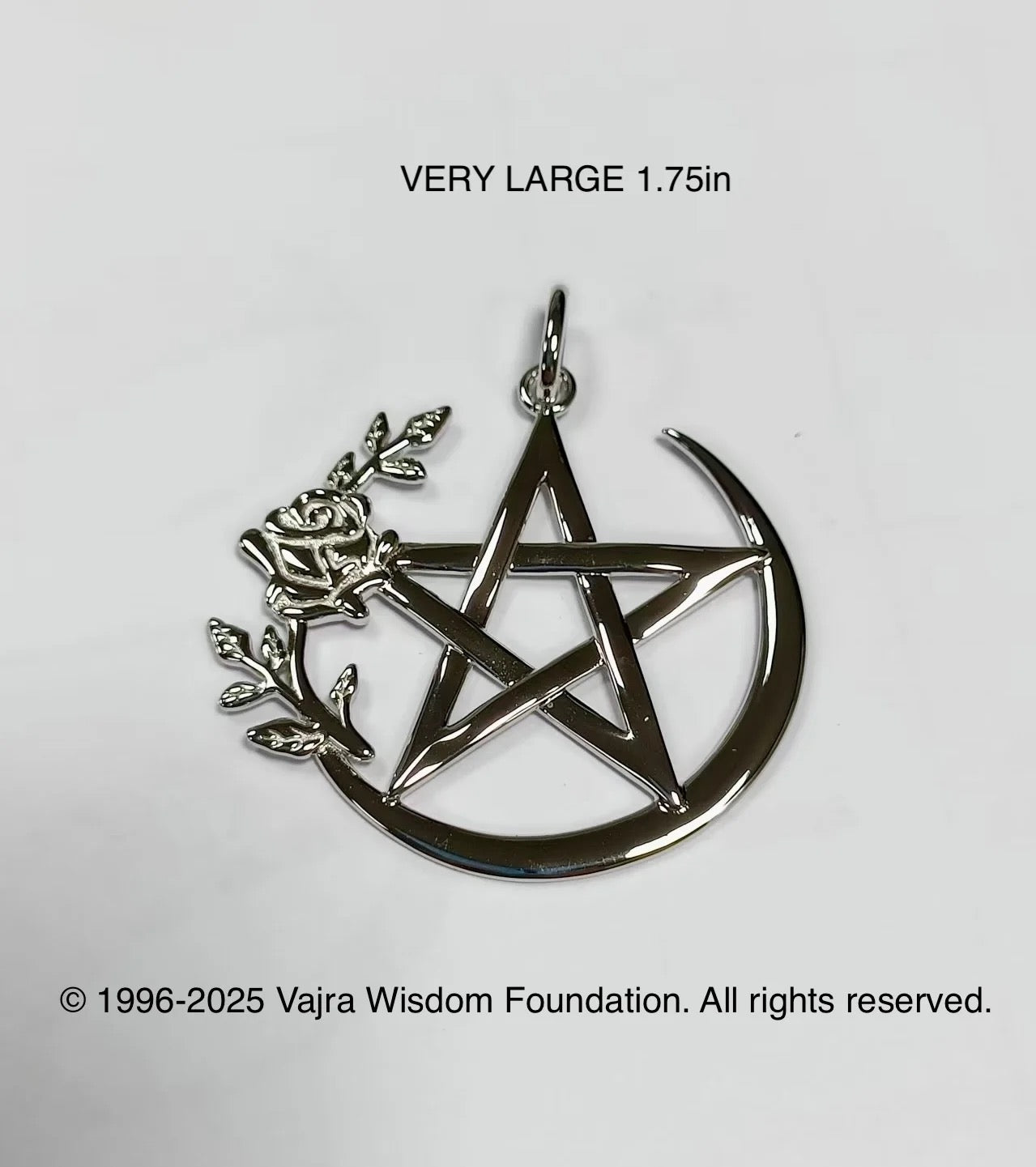 Sterling Silver Rose Pentagram Pentacle FREE Necklace Occult Vintage Pagan Wicca Witchcraft Fine Quality Jewelry