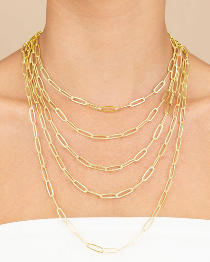 Sterling Silver Large Elongated Paperclip Chain Necklace