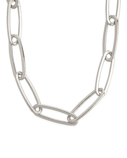 Sterling Silver Large Elongated Paperclip Chain Necklace