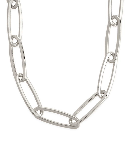 Sterling Silver Large Elongated Paperclip Chain Necklace