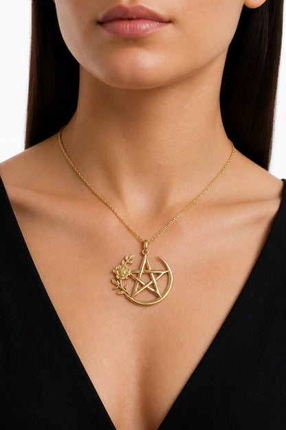 Rose Gold Necklace with Rose Detail: Gothic Pagan Jewelry, Gift