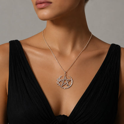 Sterling Silver Rose Necklace: Spiritual Pagan Jewelry, Gift