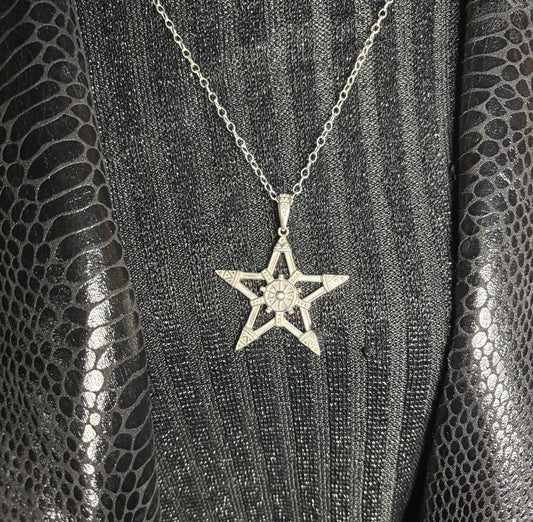 Sterling Silver Pentacle Pendant: Wiccan Pentagram Necklace: Fine Jewelry, Gothic Pagan Jewelry