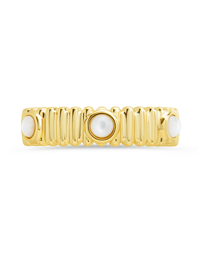 Sterling Silver Terry Pearl Studded Textured Ring