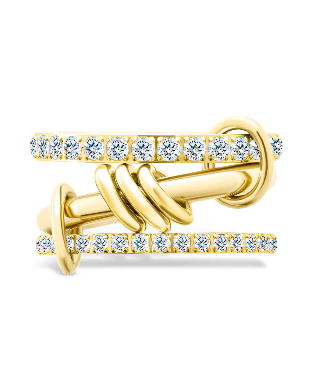 Sterling Silver Birgitta CZ Link Stacking Ring