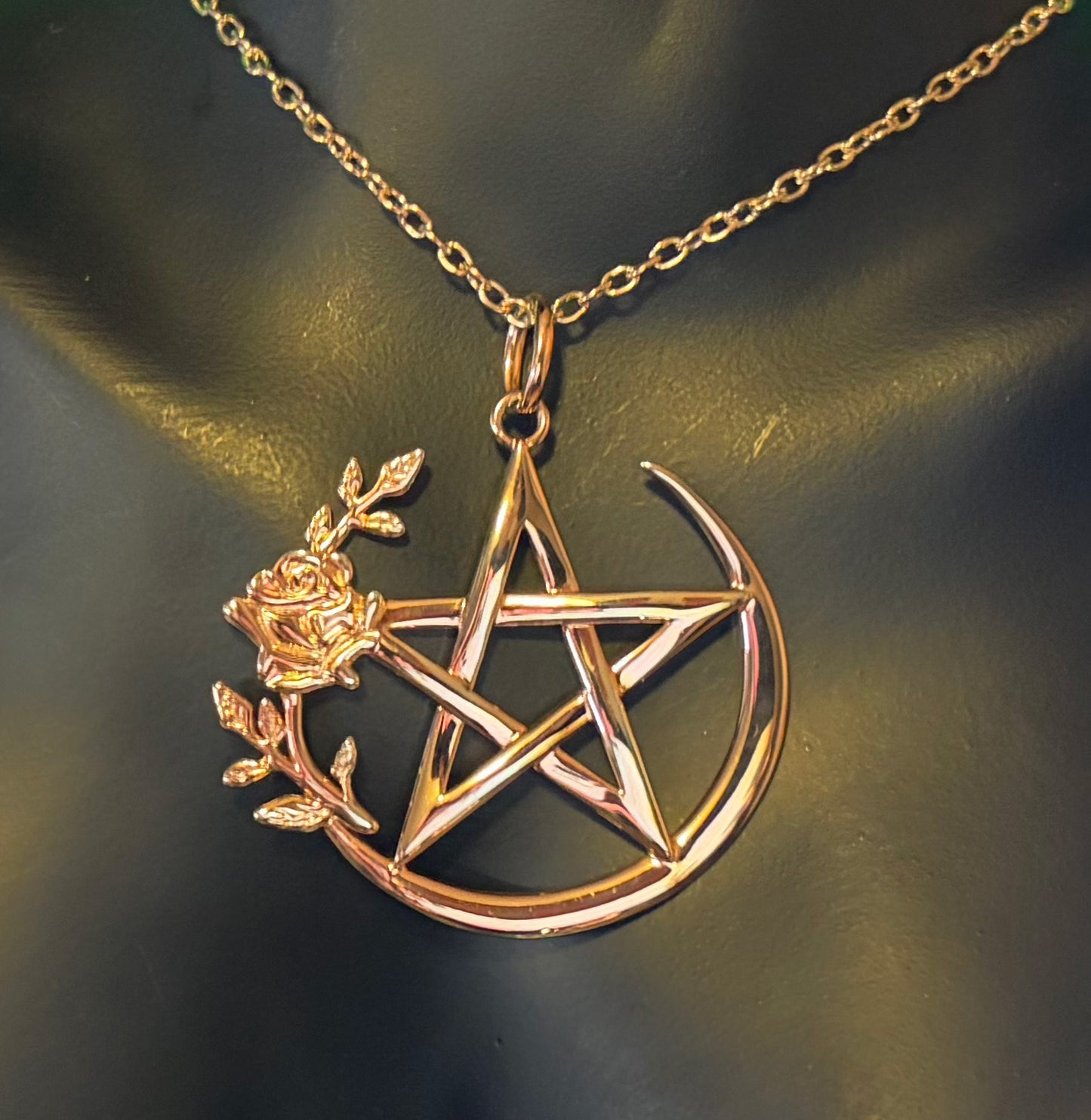 Rose Gold Bling Star Pendant Necklace: Large Pendant, Cultural Statement Jewelry