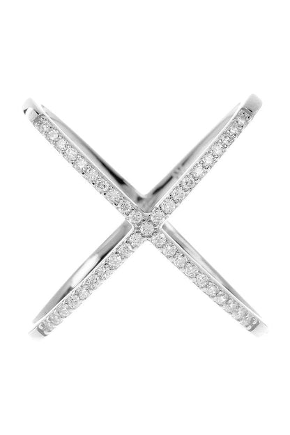 Sterling Silver CZ Criss Cross Ring