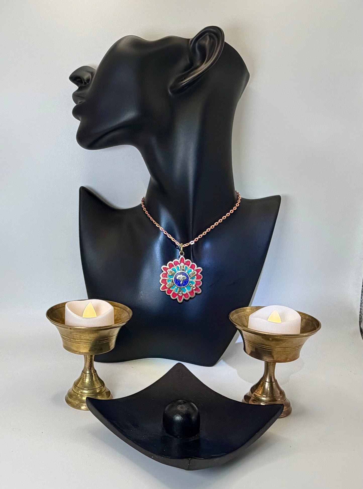 Shaman Gift Set: Incense, Solar Prayer Wheel, Candle Holder, Necklace, Pendant, Gift