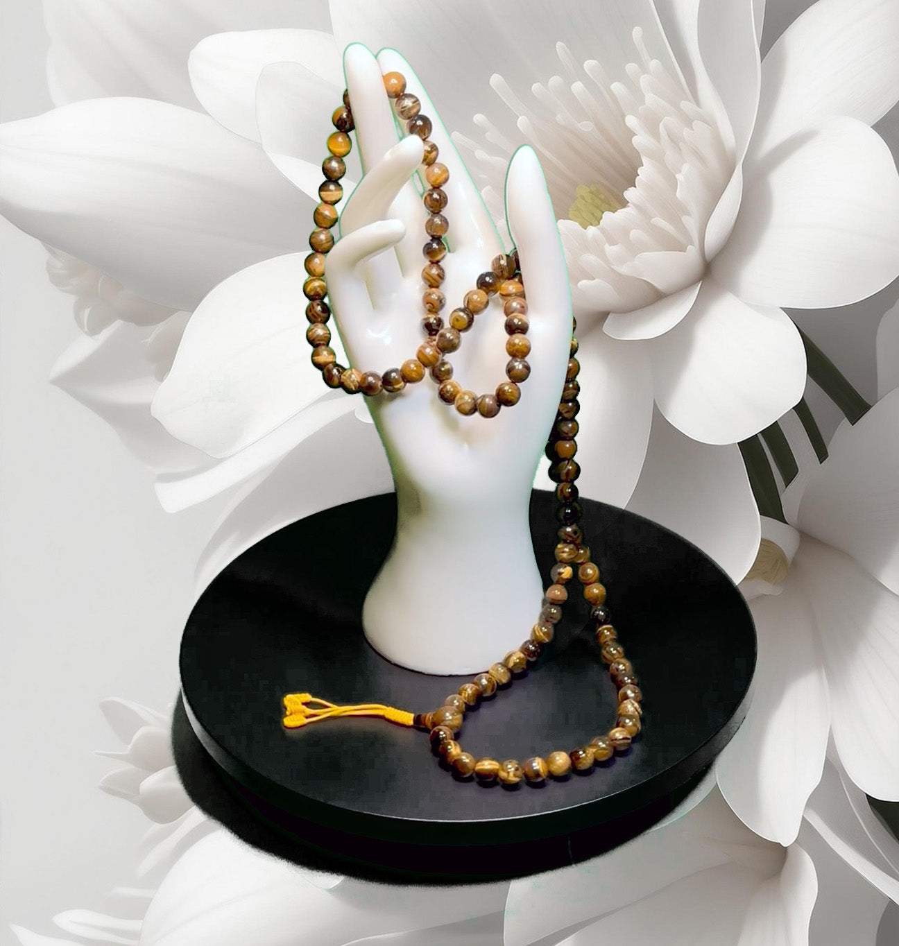 Tibetan Tigers Eye Mala Real 108 Buddhist Prayer Beads Spiritual Meditation Buddha