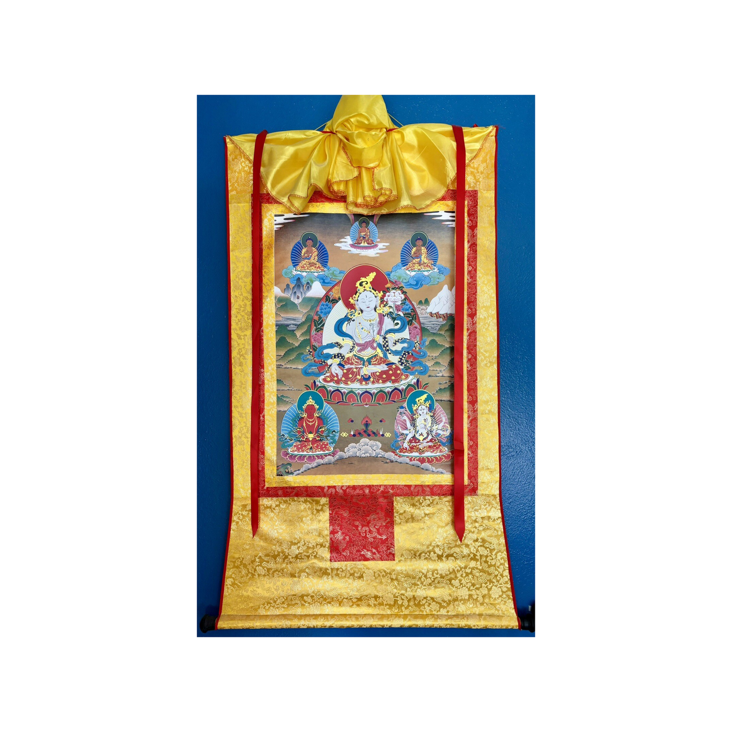 Tibetan Buddhist Thangka: White Tara, Spiritual Meditation, Buddha, OM, Ritual, 2