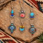 Vintage Sterling Silver Colorful Inlay Pendant Necklaces | Individual or Six-Piece Gift Set