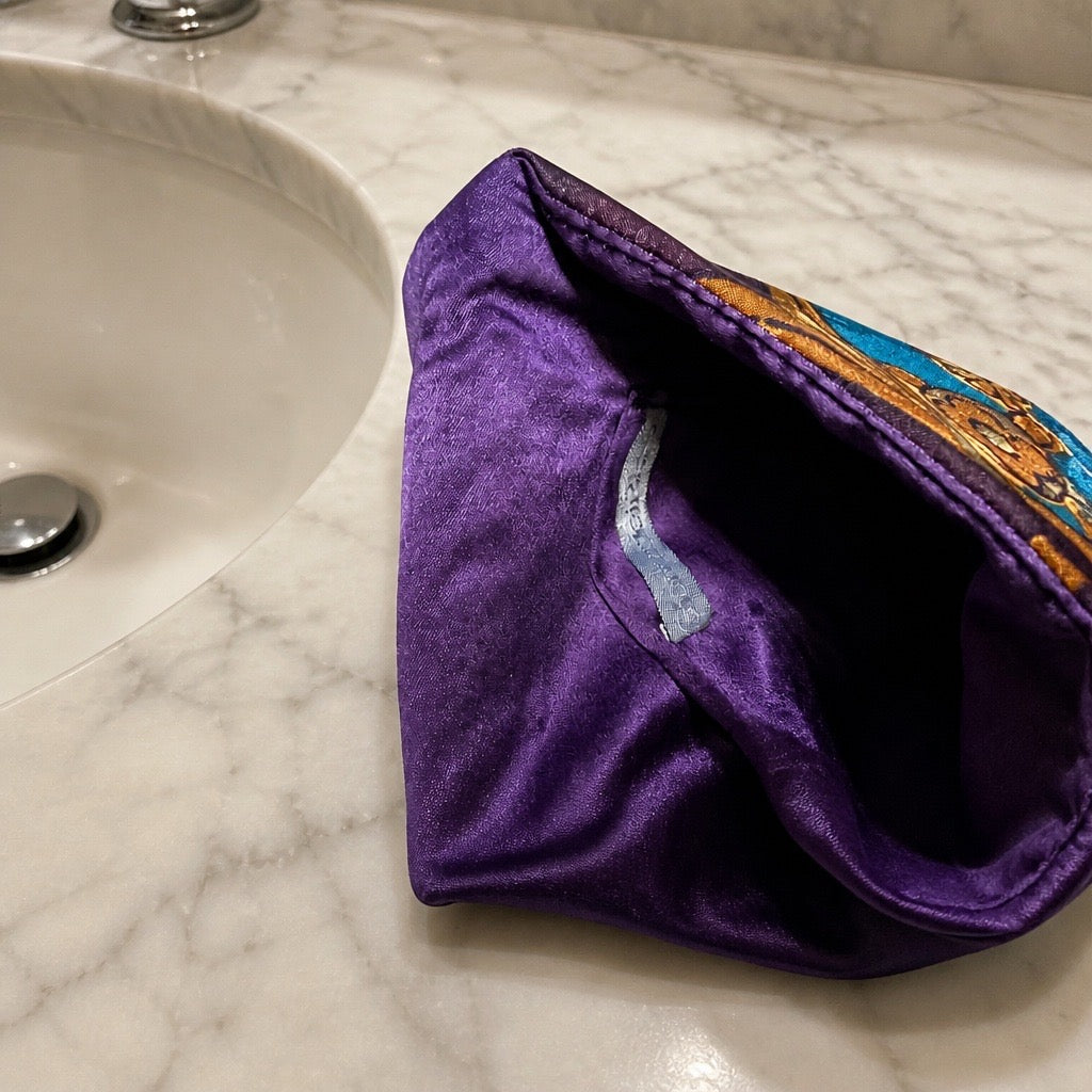 70's Vintage Purple, Red, Teal Floral Velvet Handbag - Designer Clutch with Tassel