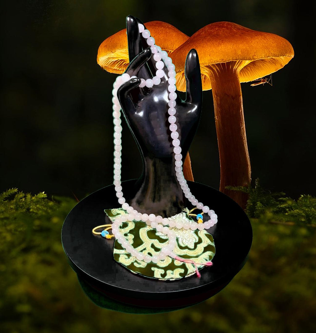 Tibetan Rose Quartz Mala Real 108 Buddhist Prayer Beads Spiritual Meditation Buddha