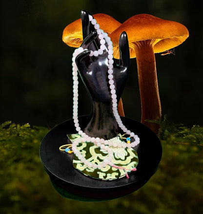 Tibetan Rose Quartz Mala Real 108 Buddhist Prayer Beads Spiritual Meditation Buddha