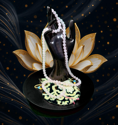 Tibetan Rose Quartz Mala Real 108 Buddhist Prayer Beads Spiritual Meditation Buddha