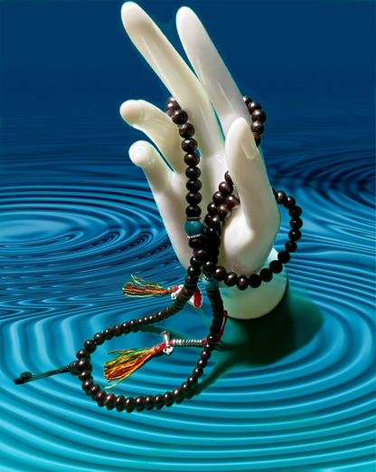 Tibetan Rosewood Mala Real 108 Buddhist Prayer Beads Spiritual Meditation Buddha