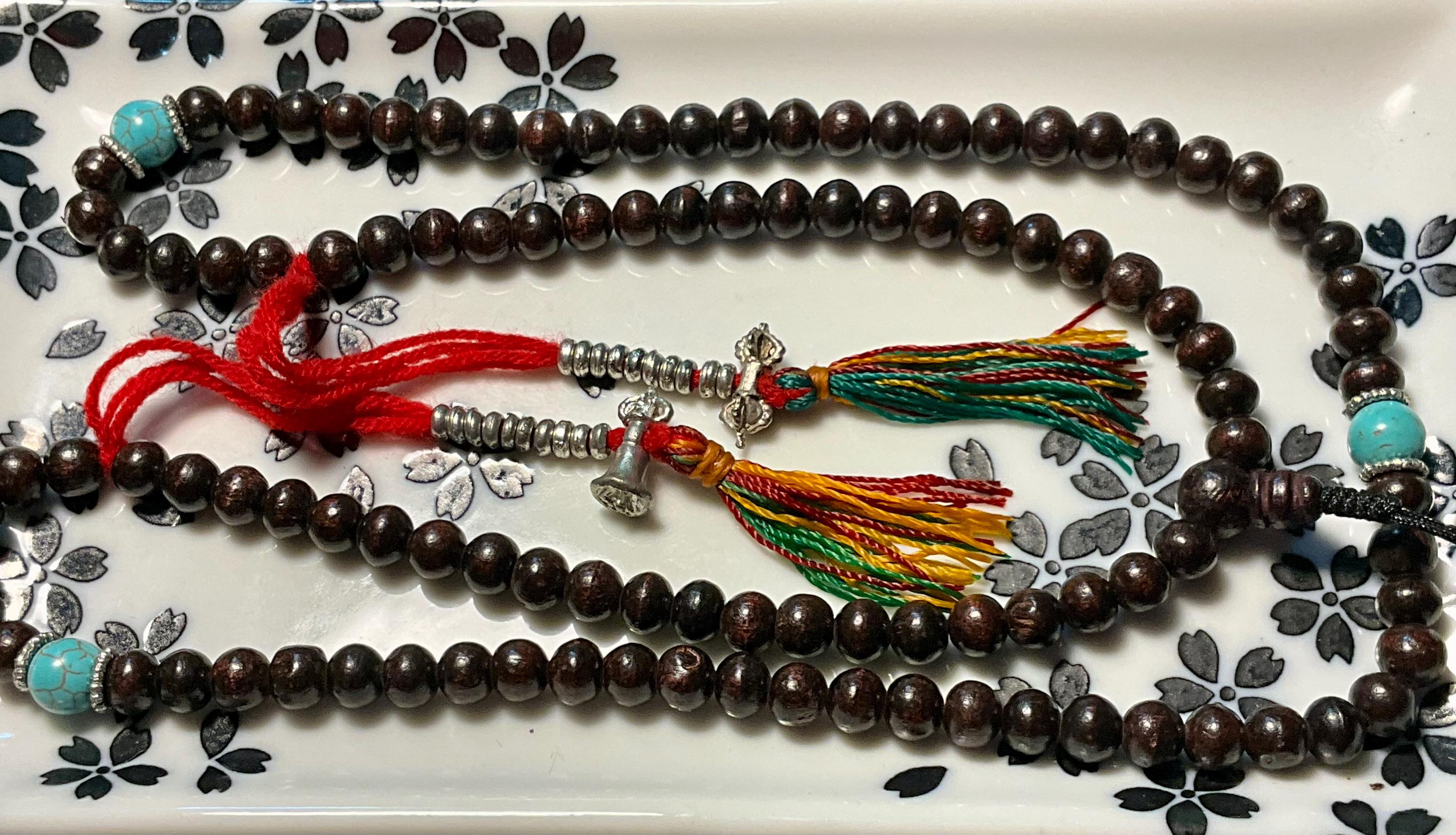 Tibetan Rosewood Mala Real 108 Buddhist Prayer Beads Spiritual Meditation Buddha