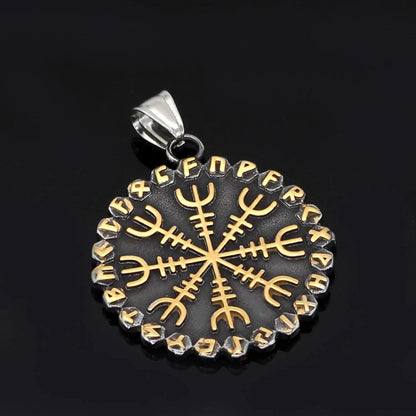 Vikings Helm of Awe Compass Rune Pendant Necklace