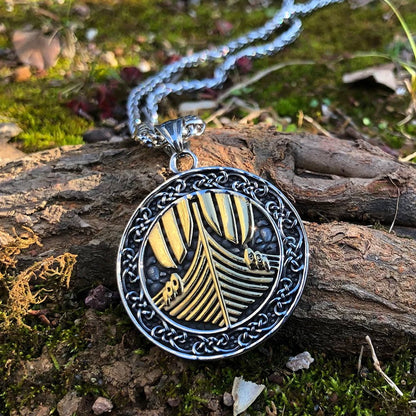 Vikings Longship Stainless Steel Pendant Necklace