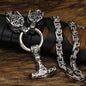 Vikings Wolf Head and Mjolnir Stainless Steel Necklace
