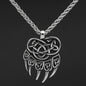Vikings Wolf Paw Valknut Stainless Steel Necklace