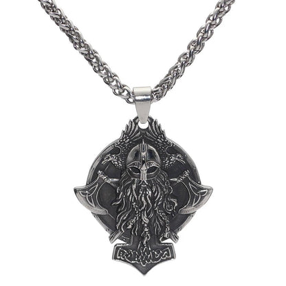 Vikings Warrior and Axe Stainless Steel Necklace