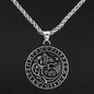 Vikings Wolf and Runes Stainless Steel Necklace