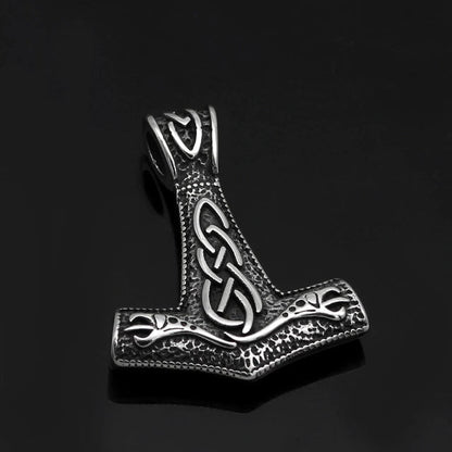 Vikings Mjolnir Dragon Stainless Steel Necklace