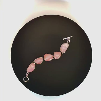Sterling Silver Vintage Rose Quartz Bracelet: statement piece. #gift, #everyone, #fashion, #jewelry