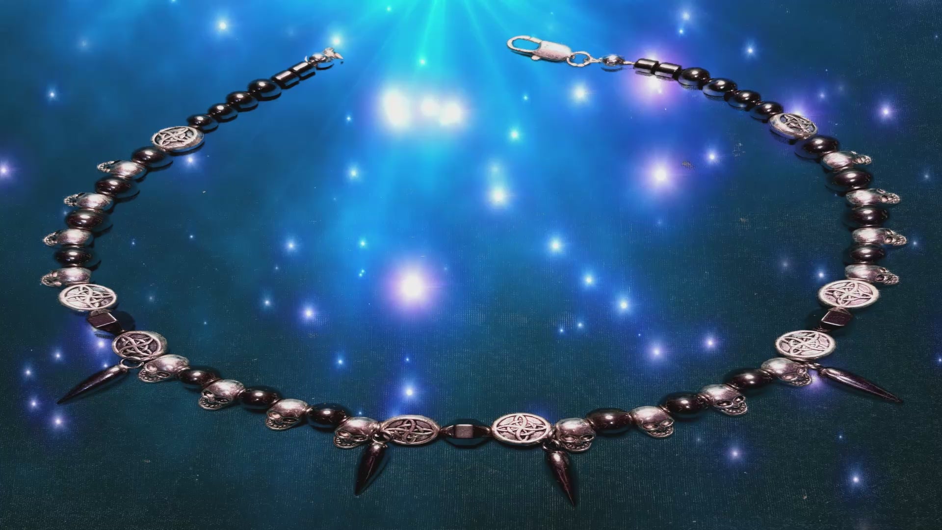 Sterling Silver & Hematite Vintage Necklace Choker Deco