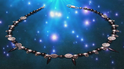 Sterling Silver Hematite Necklace: Choker, Gothic, Hematite, Skulls, Goth