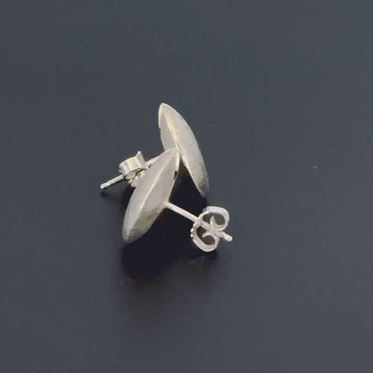 Vintage 1980s Sterling Silver Shell Earrings | Natural Diamond & Amethyst