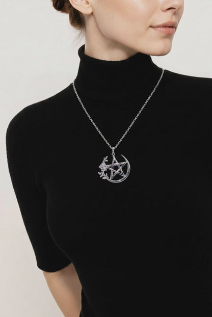 Sterling Silver Rose Necklace: Spiritual Pagan Jewelry, Gift