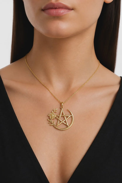 Rose Gold Necklace with Rose Detail: Gothic Pagan Jewelry, Gift