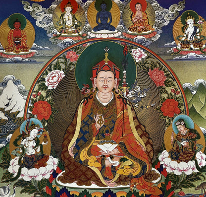 Tibetan Buddhist Thangka: Padmasambhava,  Guru Rinpoche, Spiritual Meditation, OM, Ritual, 3