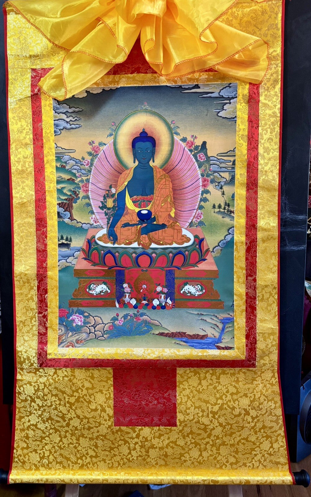 Tibetan Buddhist Thangka: Medicine Buddha, Spiritual Meditation, OM, Ritual, 3