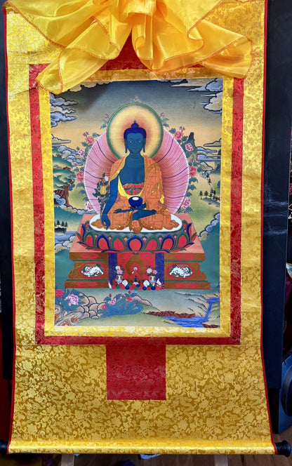 Tibetan Buddhist Thangka: Medicine Buddha, Spiritual Meditation, OM, Ritual, 3