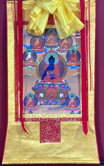 Tibetan Buddhist Thangka: Medicine Buddha, Spiritual Meditation, OM, Ritual, 4