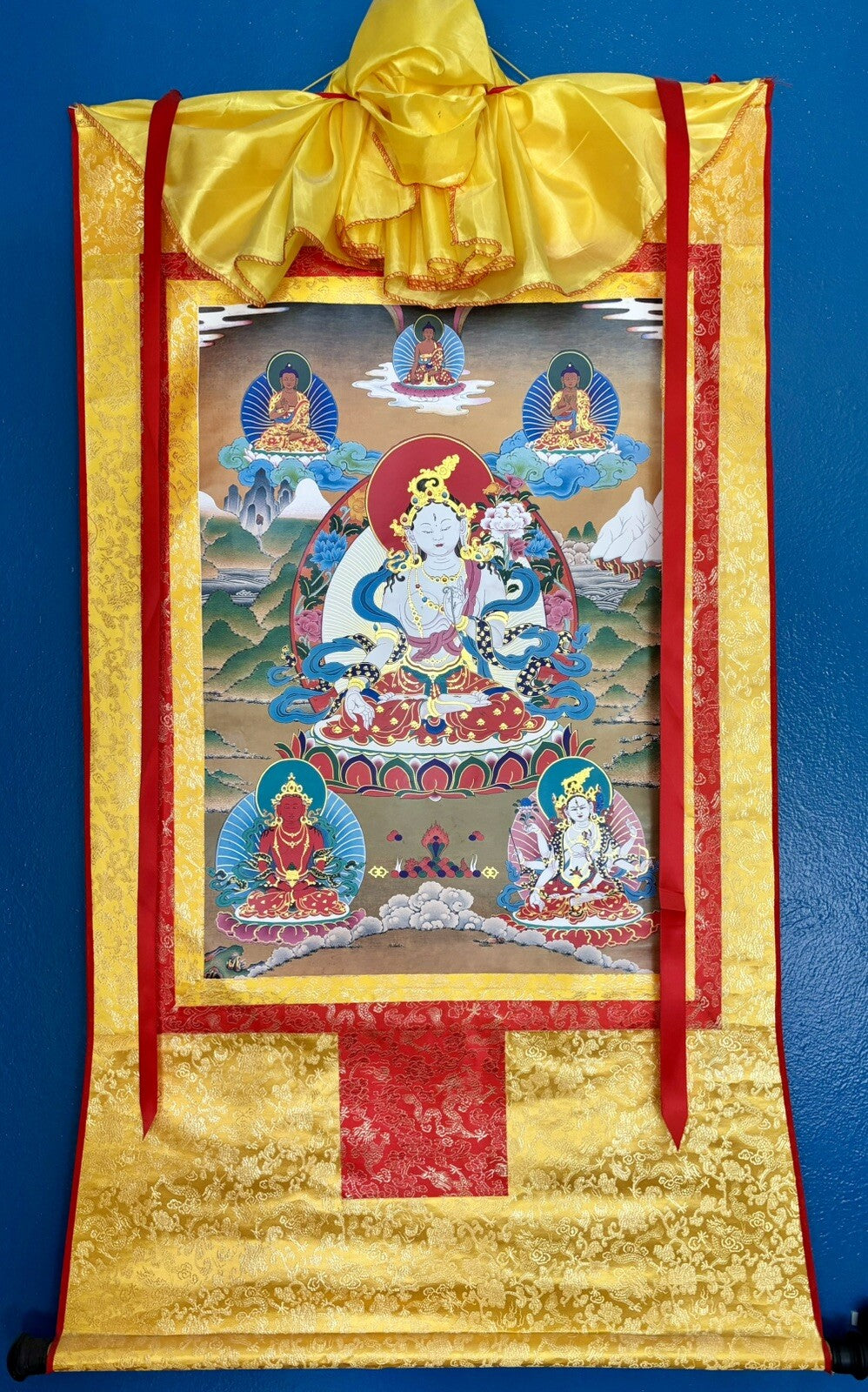 Tibetan Buddhist Thangka: White Tara, Spiritual Meditation, Buddha, OM, Ritual, 2