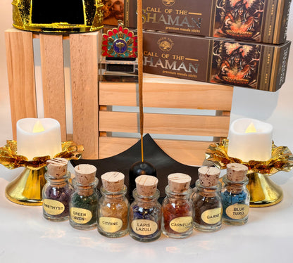 Shaman Gift Set: Incense, Solar Prayer Wheel, Candle Holder, Necklace, Pendant, Gift
